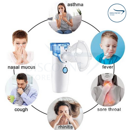 Portable Nebulizer Kit. 2 Masks for Kids and Adults (Cell & Type-C Operated)