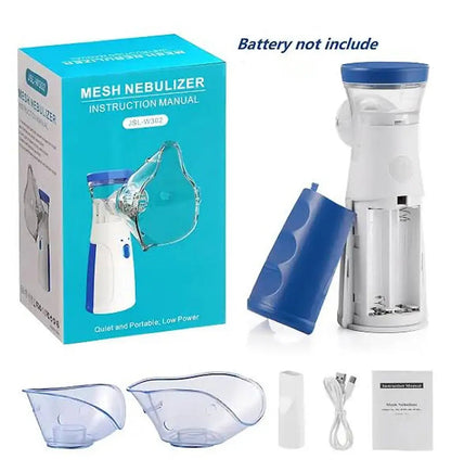 Portable Nebulizer Kit. 2 Masks for Kids and Adults (Cell & Type-C Operated)